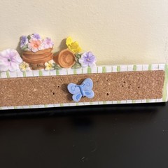 Wall Decor Cork Board Gardening Flowers Plants Push Pins Pink Purple Cottagecore