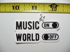 MUSIC ON WORLD OFF NOTES SMALL STICKER DECAL BAND SONGS MUSICIAN FUNNY