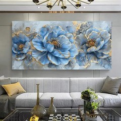 Abstract Blue Flowers Canvas Painting Canvas Poster Wall Art Mural Home Decor