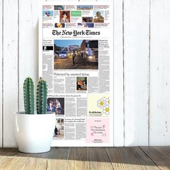 Newspaper Front Page Frame Display 11″ x 22″ Wall Picture White