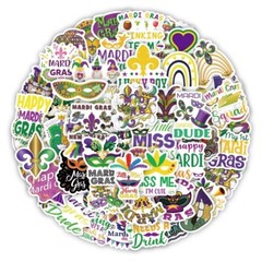 10 Random Mardi Gras Stickers Holiday Decals Laptop Hydro Yeti Car Free Shipping