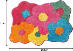 Flower Bath Mat, Cute Funny Colorful Bathroom Rugs Microfiber Absorbent Non Slip