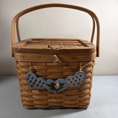 Longaberger Weekender Square Hinged-Lid Basket Handles w/ 2pc Plastic Protectors