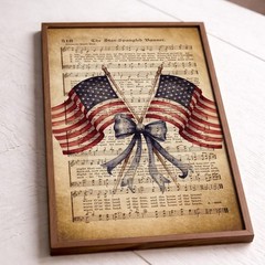 Vintage Star Spangled Banner Wall Art, Patriotic Sheet Music Poster, 4th of July