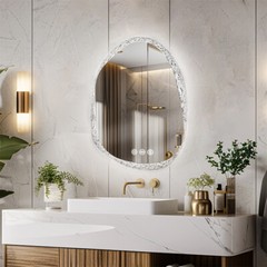 Irregular Wall LED Mirror Clear-crystal Glass Frame Vanity Mirror with Backlit