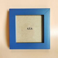 4X4 Picture Frames Blue Solid Wood Frame, Plastic Panel (Film Needs to Be Remove