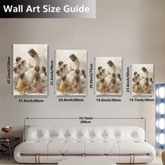 Jesus With Children Canvas Art Watercolor Style Christian Religious Decor Gift