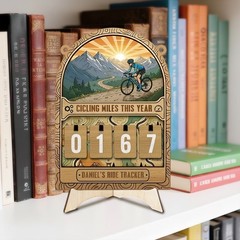 Personalized Cycling Miles Tracker, Custom Bicycle Mileage Sign