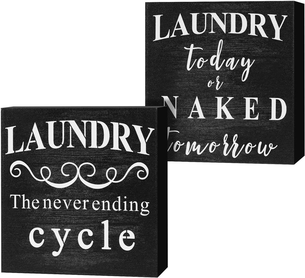 2 Pieces Farmhouse Laundry Room Decor and Accessories Laundry Box Sign Funny Lau