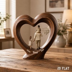 Custom Dad Gift for Father’s Day, Personalized Dad And Kids Wooden Heart Block,