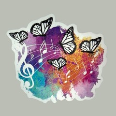 Butterfly Music Notes Vinyl Sticker 2.2in Colorful Music Art Decal No 86