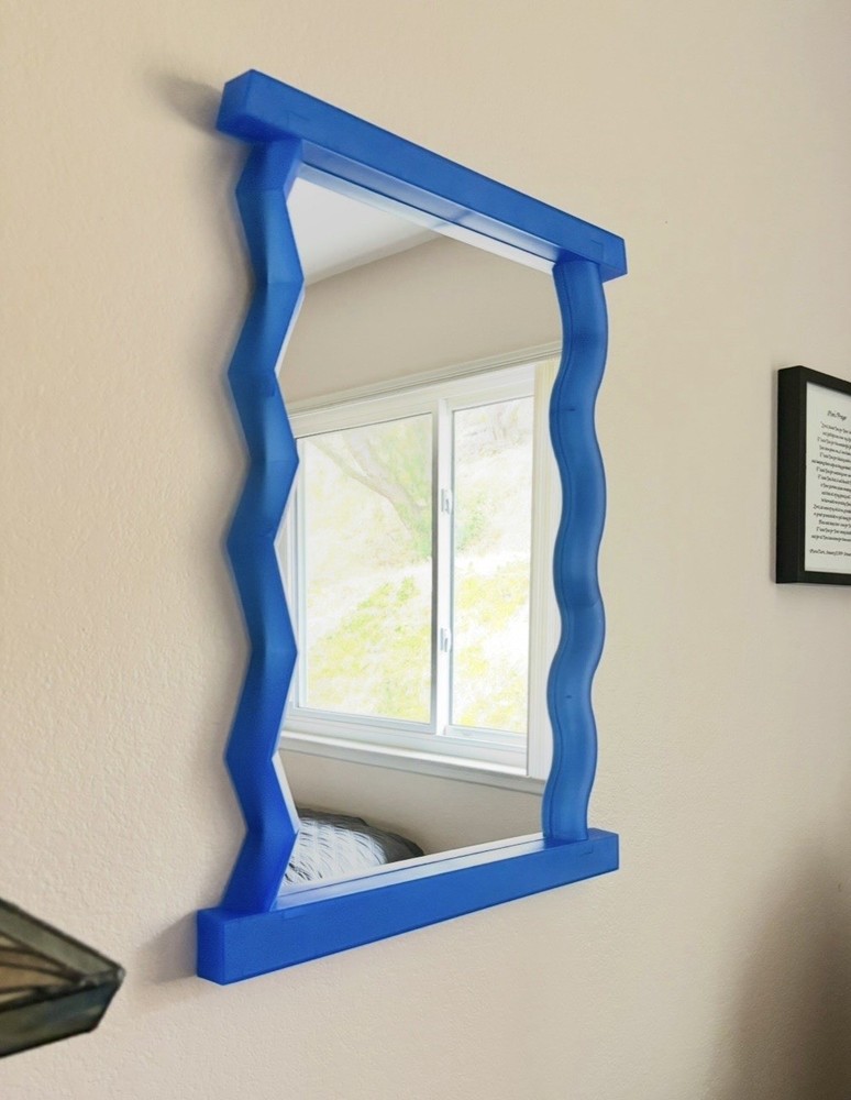 UTLTRA RARE! Vtg IKEA Uli Mirror 1996 Geometric Blue Plastic Memphis Postmodern
