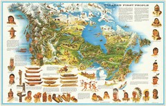 Mid-Century Map of Canada’s First People Indigenous Native Indian Tribes Poster