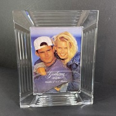 Gorham Art Deco Style Crystal Glass Picture Frame 10×8 Tabletop holds 5×7 Photo
