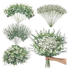 100 Pcs Mixed Artificial Eucalyptus Stems,Babys Breath Artificial 100pcs