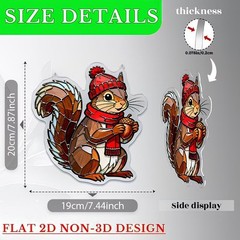 2D Flat Acrylic WINTER SQUIRRELL Window Hanging Sun catcher 7.8″