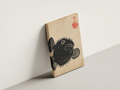 Japanese Pufferfish Art Poster – Traditional Ukiyo-e Woodblock Canvas Fish Decor