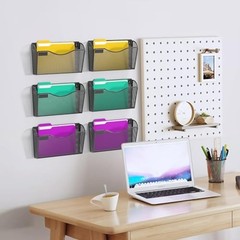 6 Pack Mesh Wall Mounted File Holder Metal Wall File Pocket Mail Black