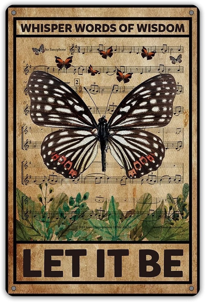QIONGQILet It Be the Beatles Metal Tin Sign Wall Decor Retro Whisper Words of W.