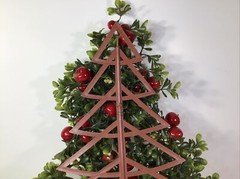 Vintage~MCM~ Green Boxwood Style Tree With Red Apples Wall Hanging Decor ~21”