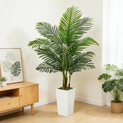 5FT Artificial Palm Tree with Thickened and Sturdy Planter, Fake Plants with