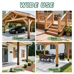4X6 Post Base 4 PCS,Post Brackets(Inner Size 3.6″x5.6″),Heavy Duty 14GA Steel…