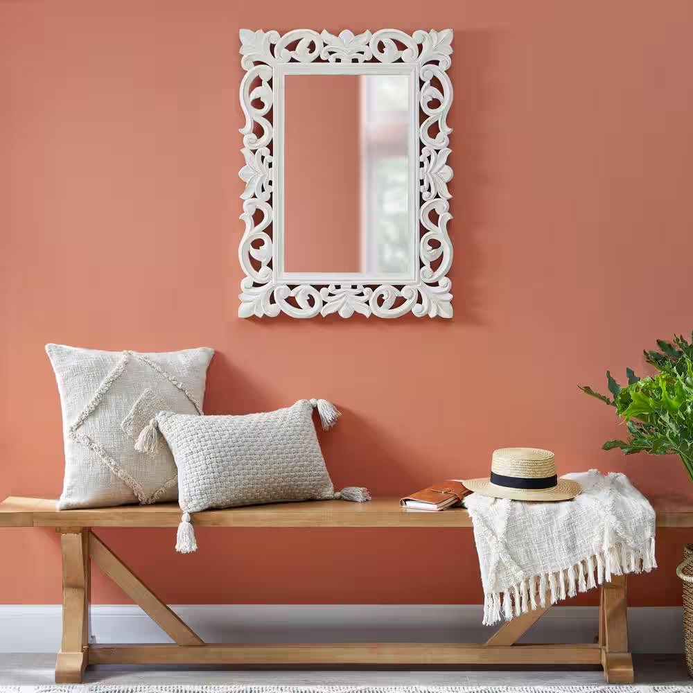 Medium Rectangular White Wood Framed Mirror (24 In. W X 32 In. H)