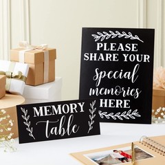 Juvale Rectangular Memory Table Signs – Easel for Funeral Medium, Black
