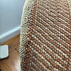 Patterned Woven Basket 12″ Organic, Rustic Organizing -Auburn Stripe Iringa