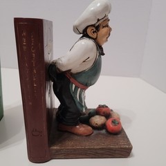The Fat Chef Kitchen Decor Statue Book Ends Figure Collectibles SetOf 2 Complete