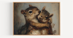 Squirrel Woodland Wall Art Print Poster, Forest Animal Decor Cabin Gift
