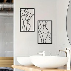 3 PCS Black Metal Woman Abstract Female Wall Art Hanging Decor 15.7×9.8 Inch