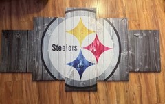 Pittsburgh Steelers NFL Logo 5 Piece Canvas Wall Art Decor Decoration 60″ X 32″