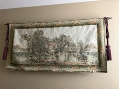 Landscape Multicolor Woven Decorative Wall Tapestry with Tassels, Horizontal