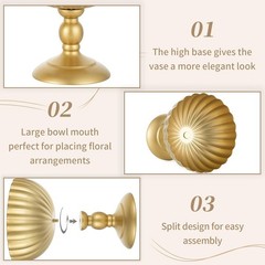 Sziqiqi Gold Urn Vases Set of 10 for Weddings & Events – 7.9In Centerpieces