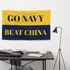Large Go Navy Beat China Flag Banner (Go Navy Beat Army Parody Flag) [1-Sided]