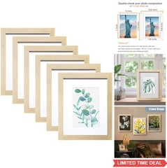 Picture Frame 8×10 Natural Woodgrain Set of 6 Display 5×7 with Mat Wall Tabletop