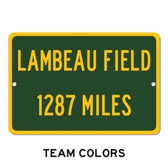 Custom Lambeau Field Distance Sign Green Bay Packers Fan Mileage Road Sign Gift