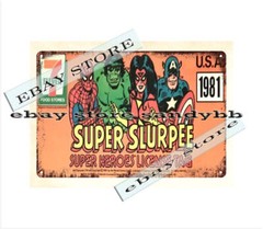 advertising wall decor 1981 super slurpee super heroes metal tin sign