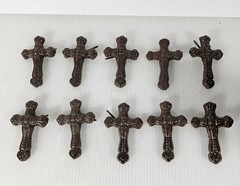 10 Cast Iron Rustic Cross, 3 Inch, Western Rustic Decor DIY Crafts
