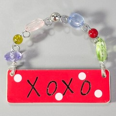 Silvestri XOXO Hugs Kisses Sandra Magsamen Ceramic Plaque Bottle Love Charm Pair