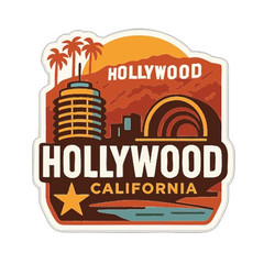 Hollywood California Sticker Decal Vinyl Die-Cut City Skyline Landmark Design