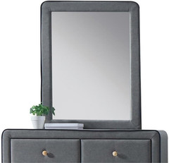 Light Gray Upholstered Rectangular Mirror by Valda