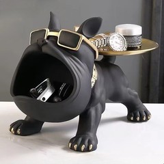 30cm Resin Bulldog Statue Storage Box Dog Figurine Home Decor Animal Sculpture