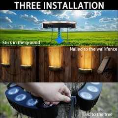 Solar Palm Tree Ring Lights Outdoor, 3-in-1 Tie/Stake/Hang Installation, Warm…