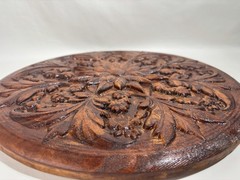3D Wood Carved Floral Flowers Design Round Wall Art Home Decor Pine Custom-Made