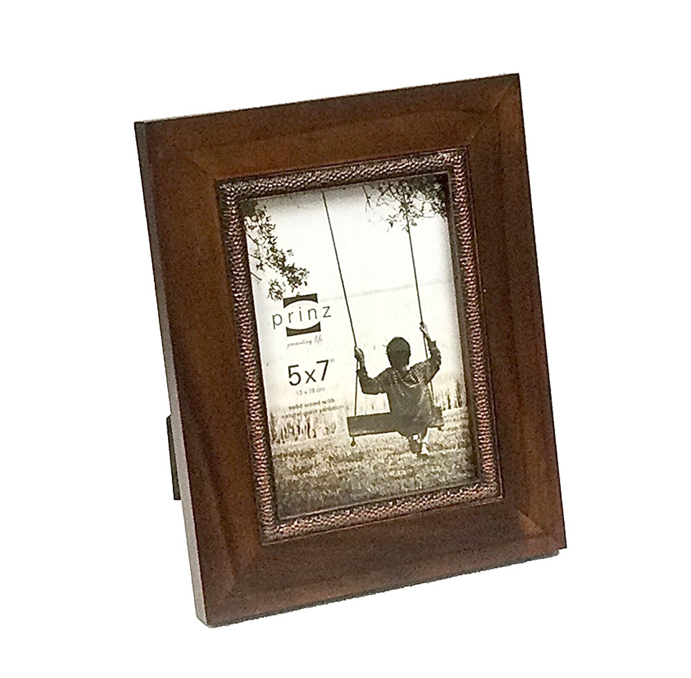 Prinz Vanderbilt Solid Wood Frame – Espresso w/Bronze Metal Border, 5 x 7 in