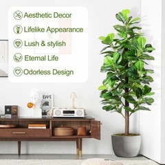 Fiddle Leaf Fig Tree Artificial, Tall Faux Fiddle Leaf Fig Tree, Fake Fig Plant