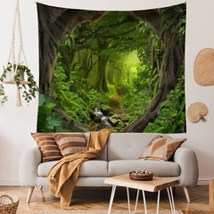 Green Plants Forest Extra Large Tapestry Wall Hanging Art Nature Background