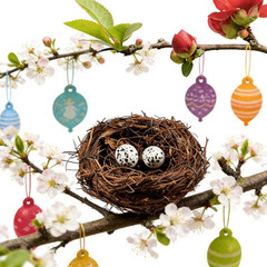 Mini Artificial Birds Nest with Eggs for Easter Decor and Crafts (4 Inches)